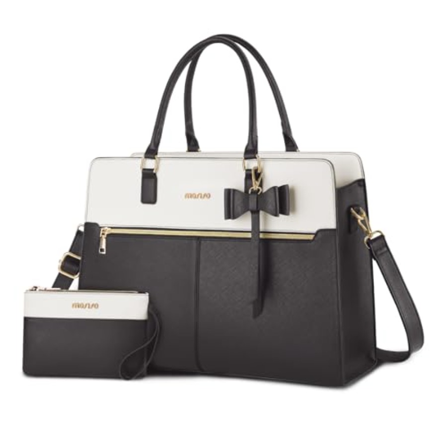 Leather Work Bag - Laptop Tote Bag for Women, 15.6