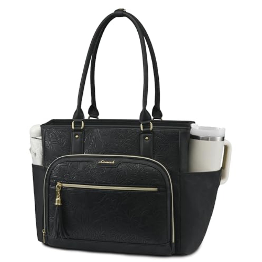 Leather Work Bag - Laptop Tote Bag for Women With
