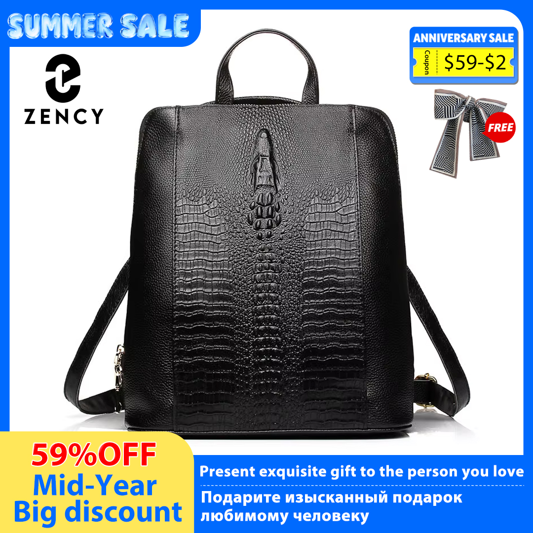 Leather Work Bag - Zency Women's Crocodile Leather Backpack 100%