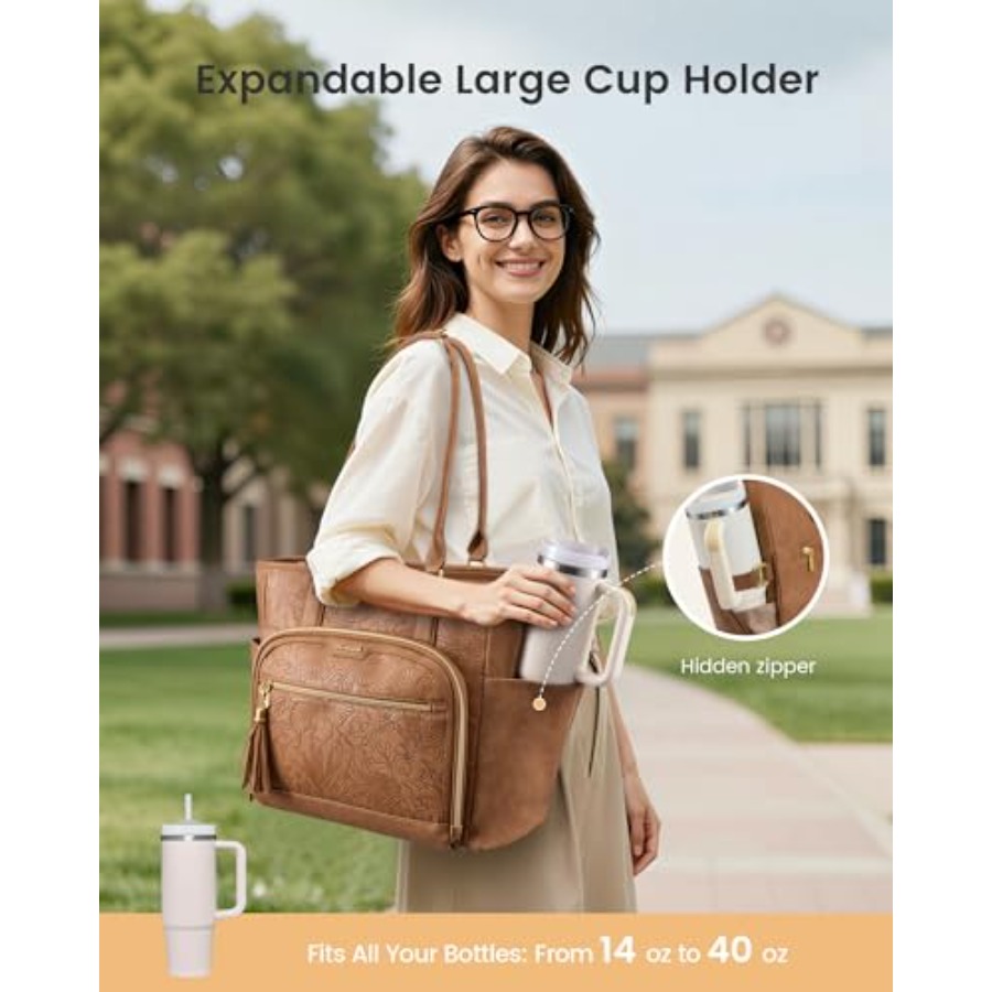 Laptop Tote Bag for Women With - Leather Work Bag avis et prix