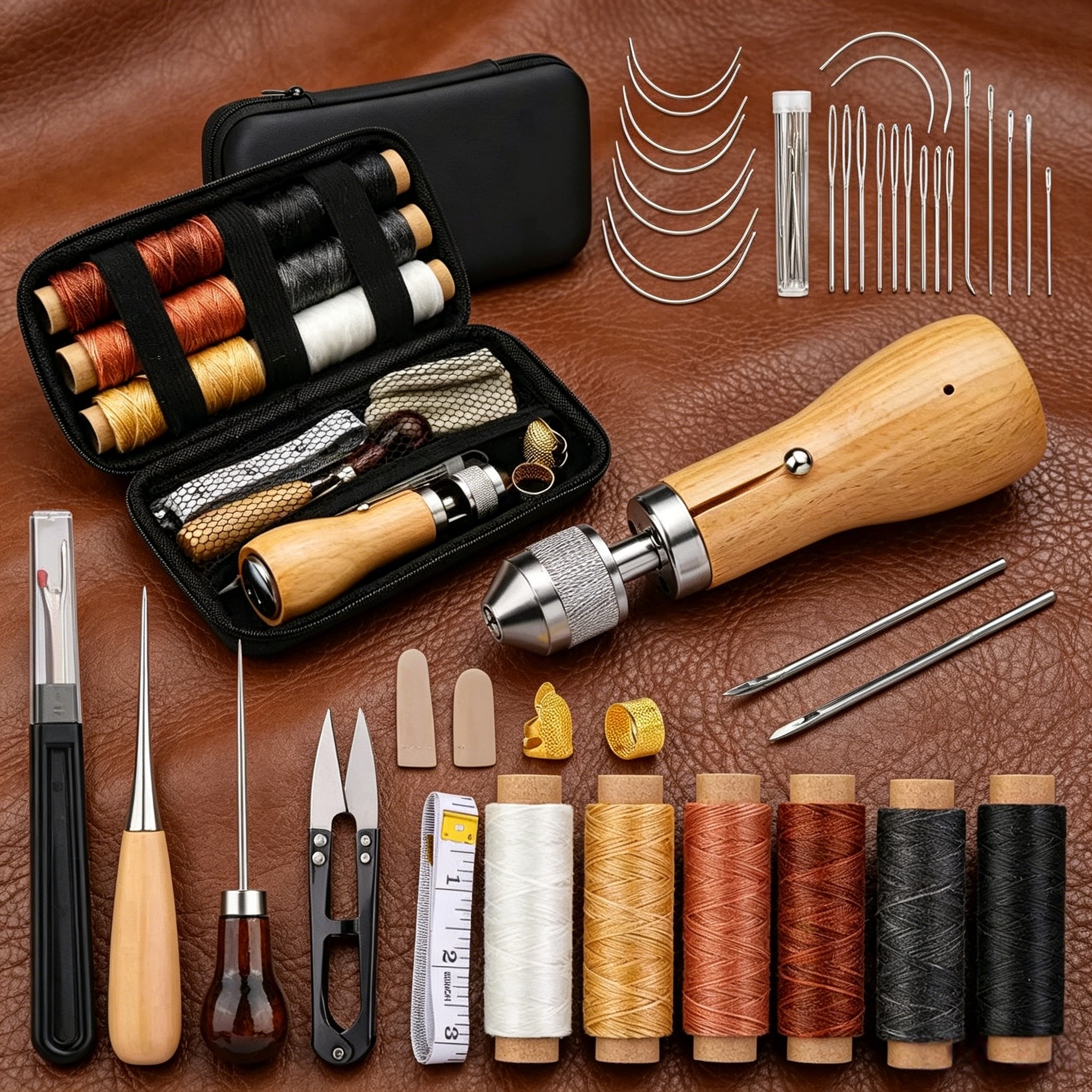 Portable leather tool set, lea - Waxed Thread Linen avis et prix