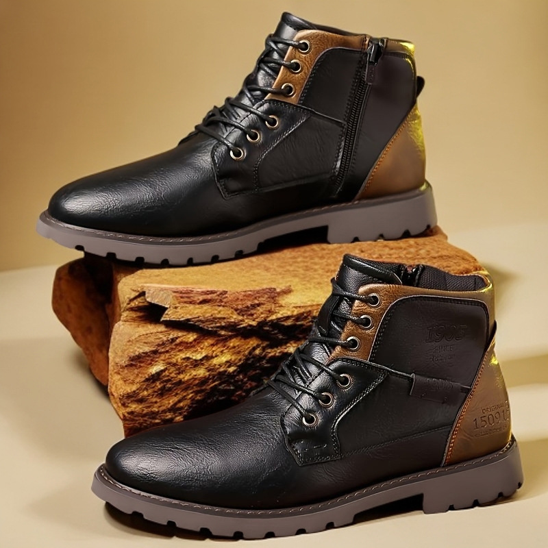 Leather Men Ankle Boots Plus S - Leather Work Fabric avis et prix