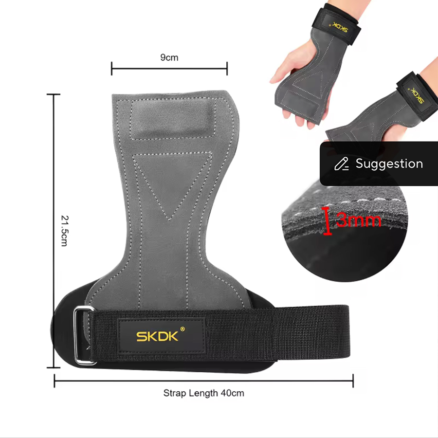 2Pcs Cowhide Gym Gloves Grips  - Leather Workout Belt avis et prix