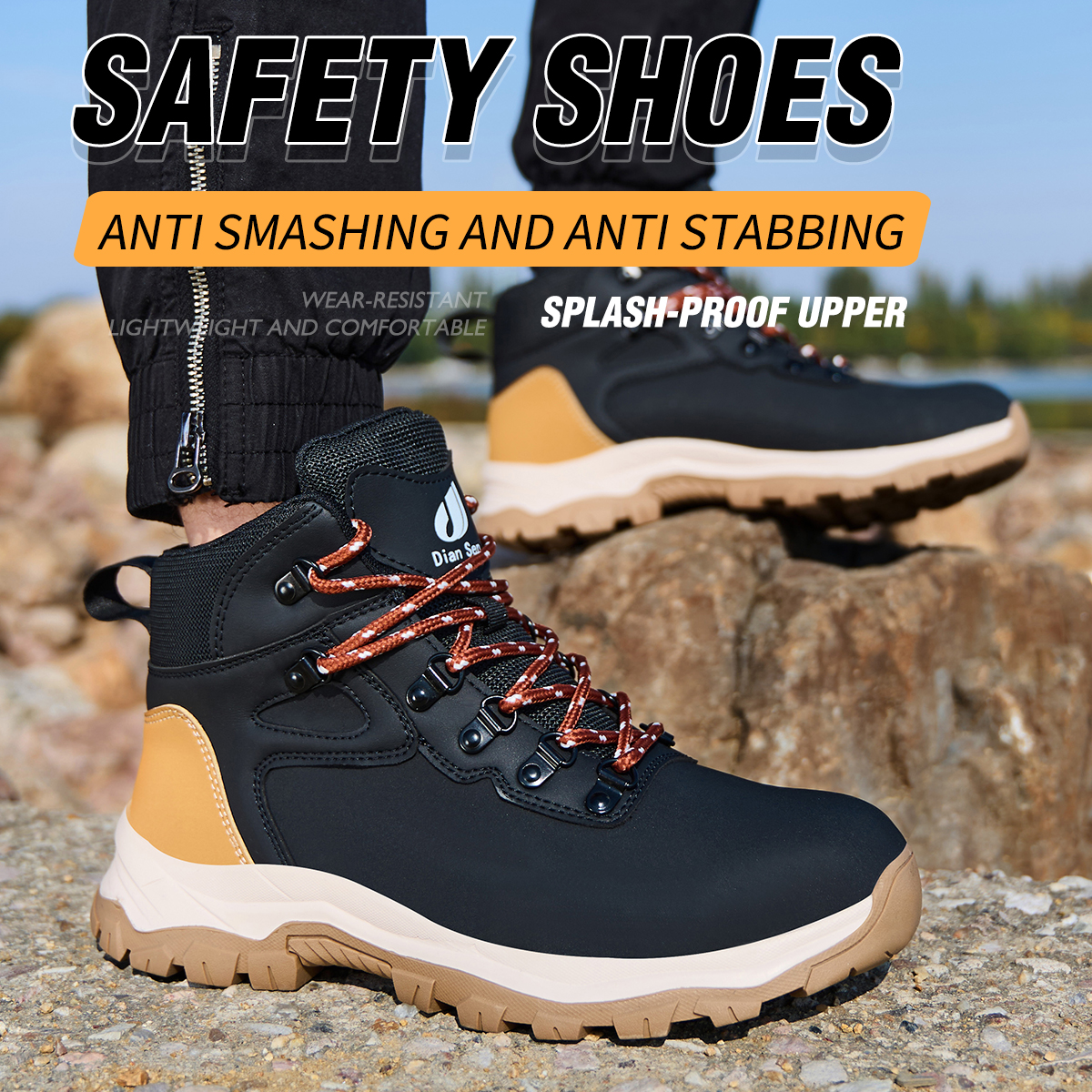 Men's Work Shoes Waterproof Bo - Leather Work Fabric avis et prix