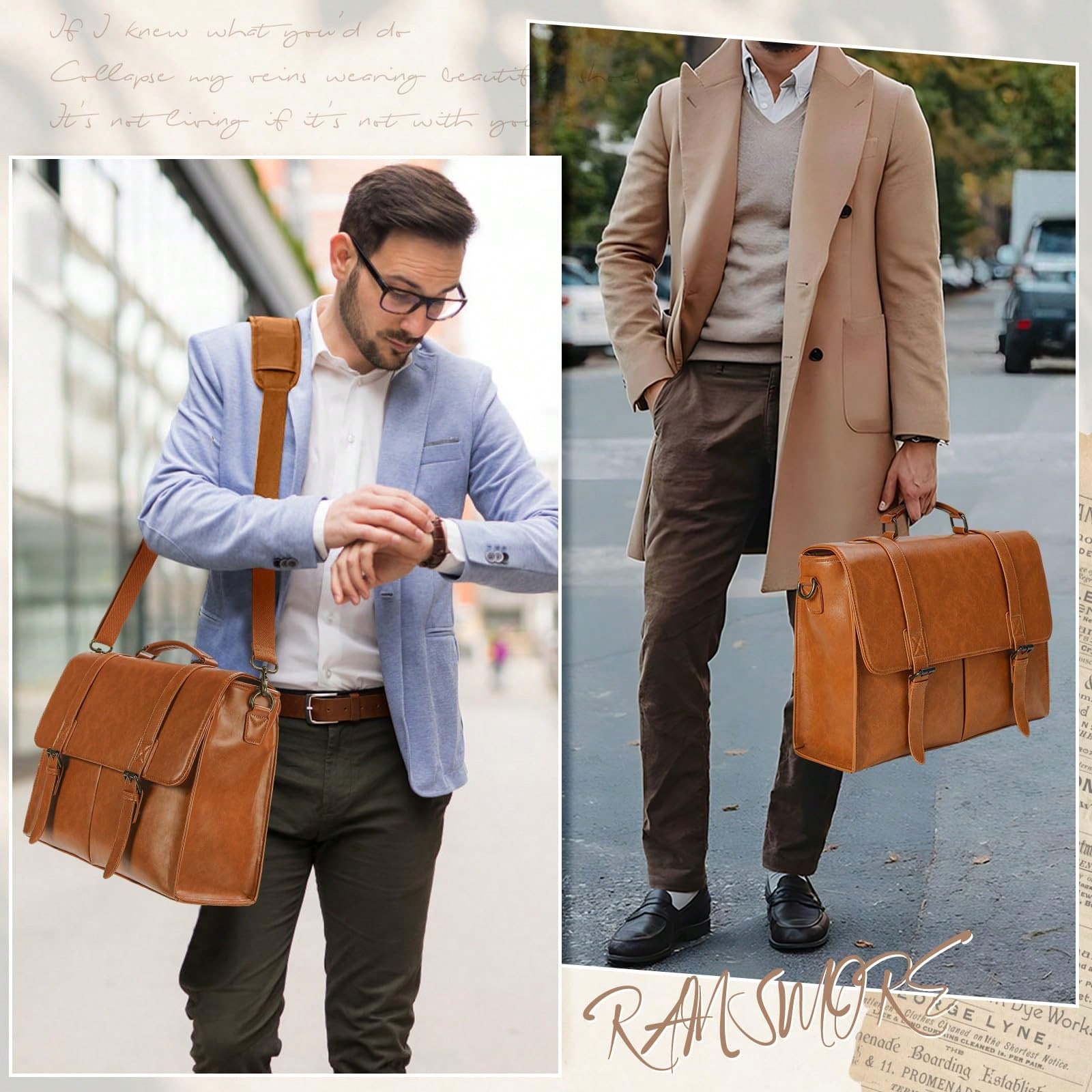 Messenger Bag For Men 15.6 Inc - Leather Work Bag avis et prix