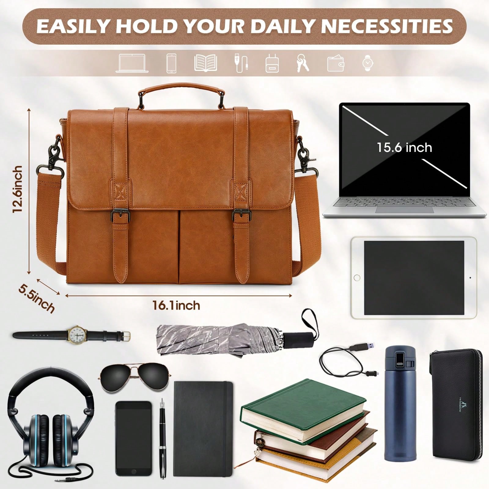 Messenger Bag For Men 15.6 Inc - Leather Work Bag avis et prix