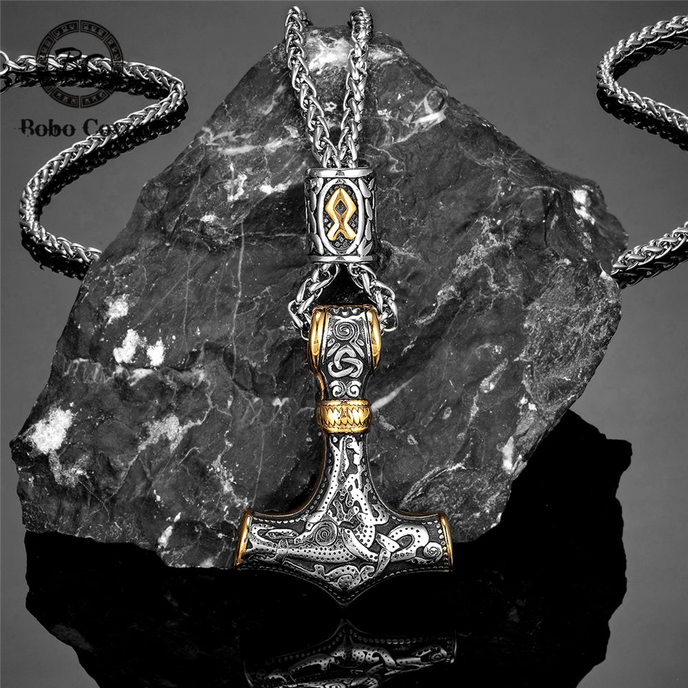 Gold Plated Norse Runes Beads  - Leatherwork Hammer avis et prix