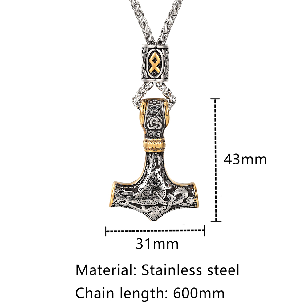Gold Plated Norse Runes Beads  - Leatherwork Hammer avis et prix