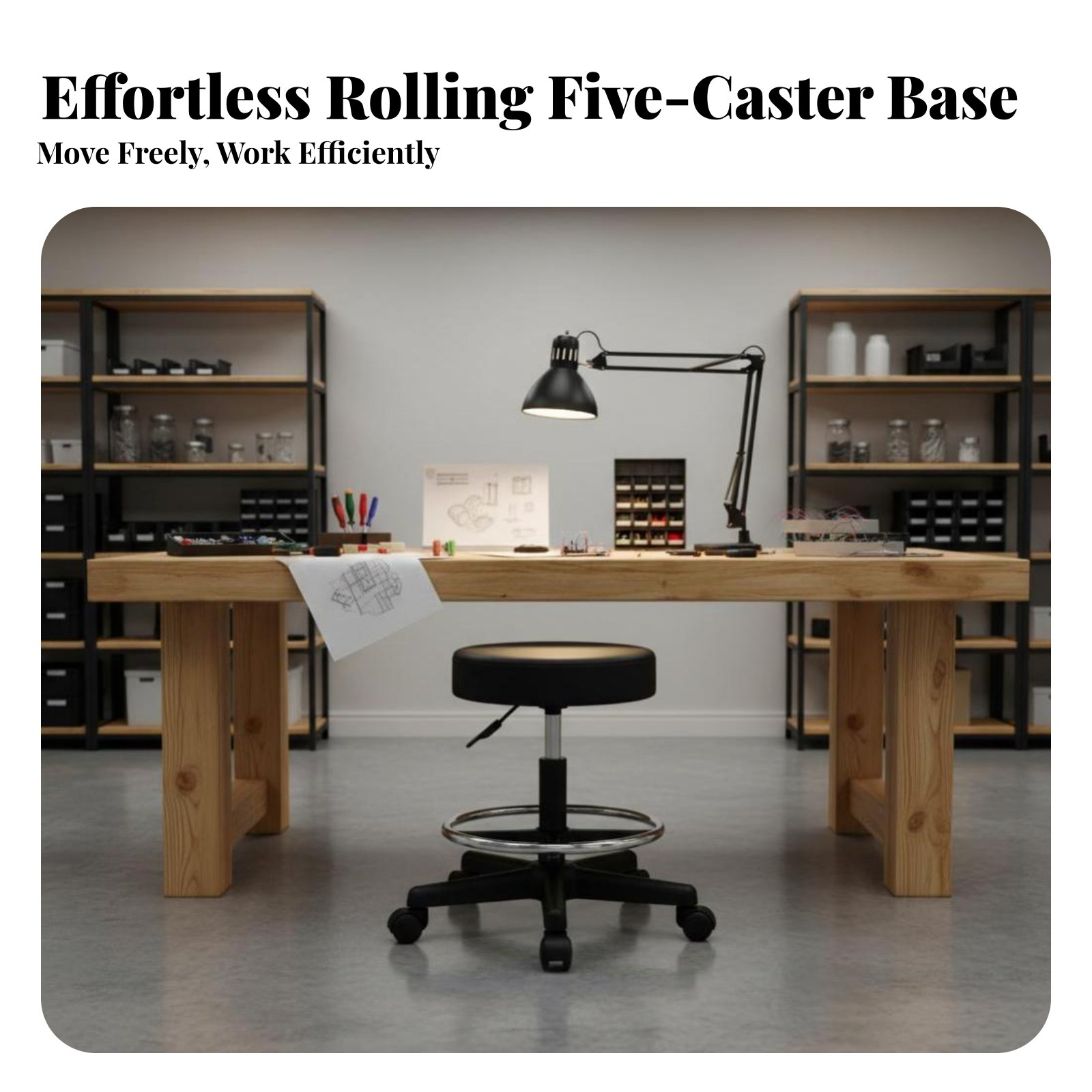 Adjustable Rolling Stool Versa - Upholstery Leather Work avis et prix