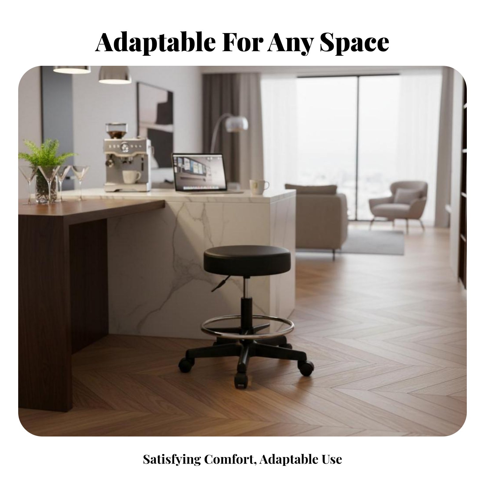 Adjustable Rolling Stool Versa - Upholstery Leather Work avis et prix