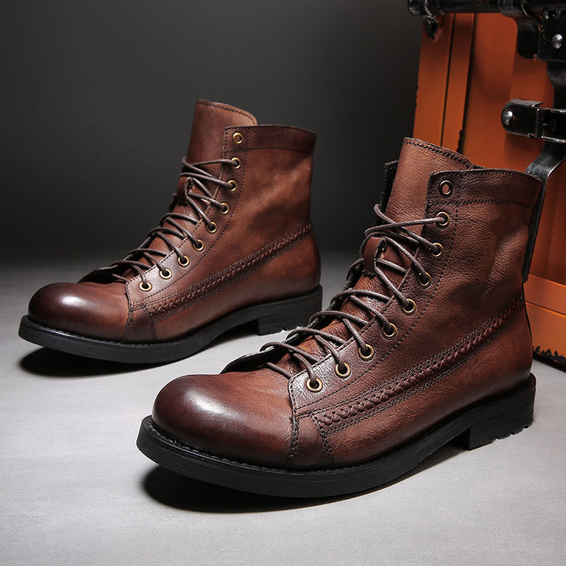 Mens Ankle Boots Classic Handm - Leather Work Fabric avis et prix