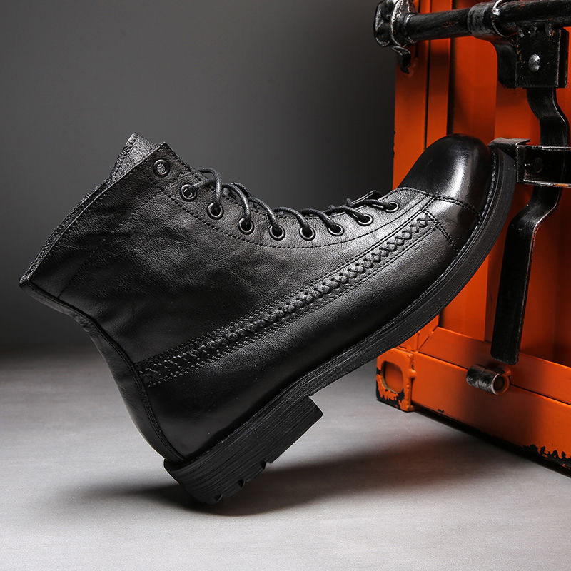 Mens Ankle Boots Classic Handm - Leather Work Fabric avis et prix