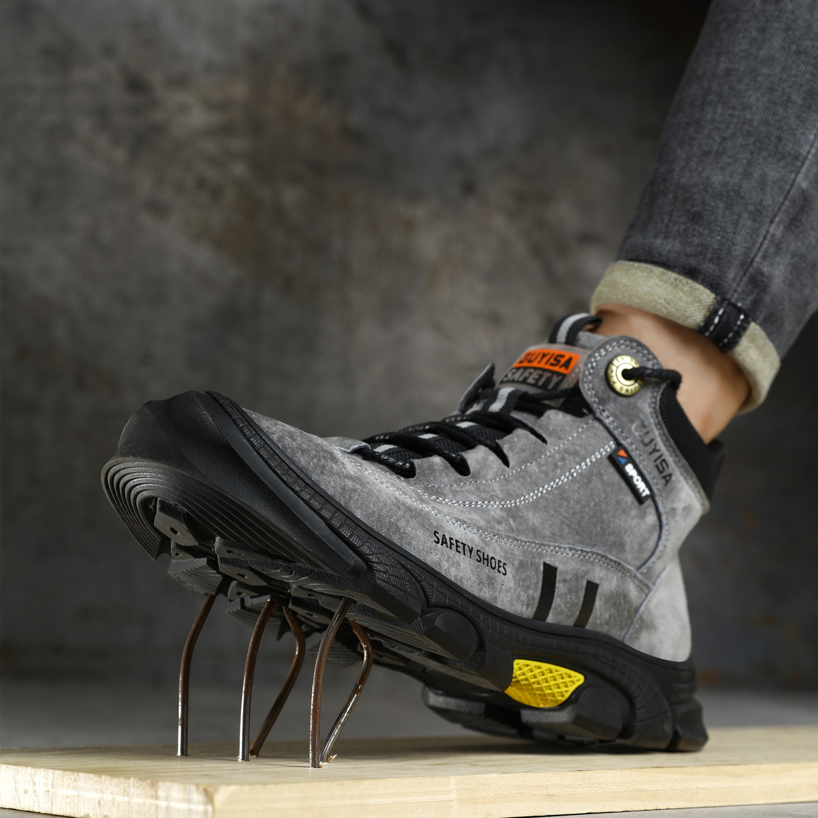 Men's work shoes with rubber s - Leather Work Fabric avis et prix