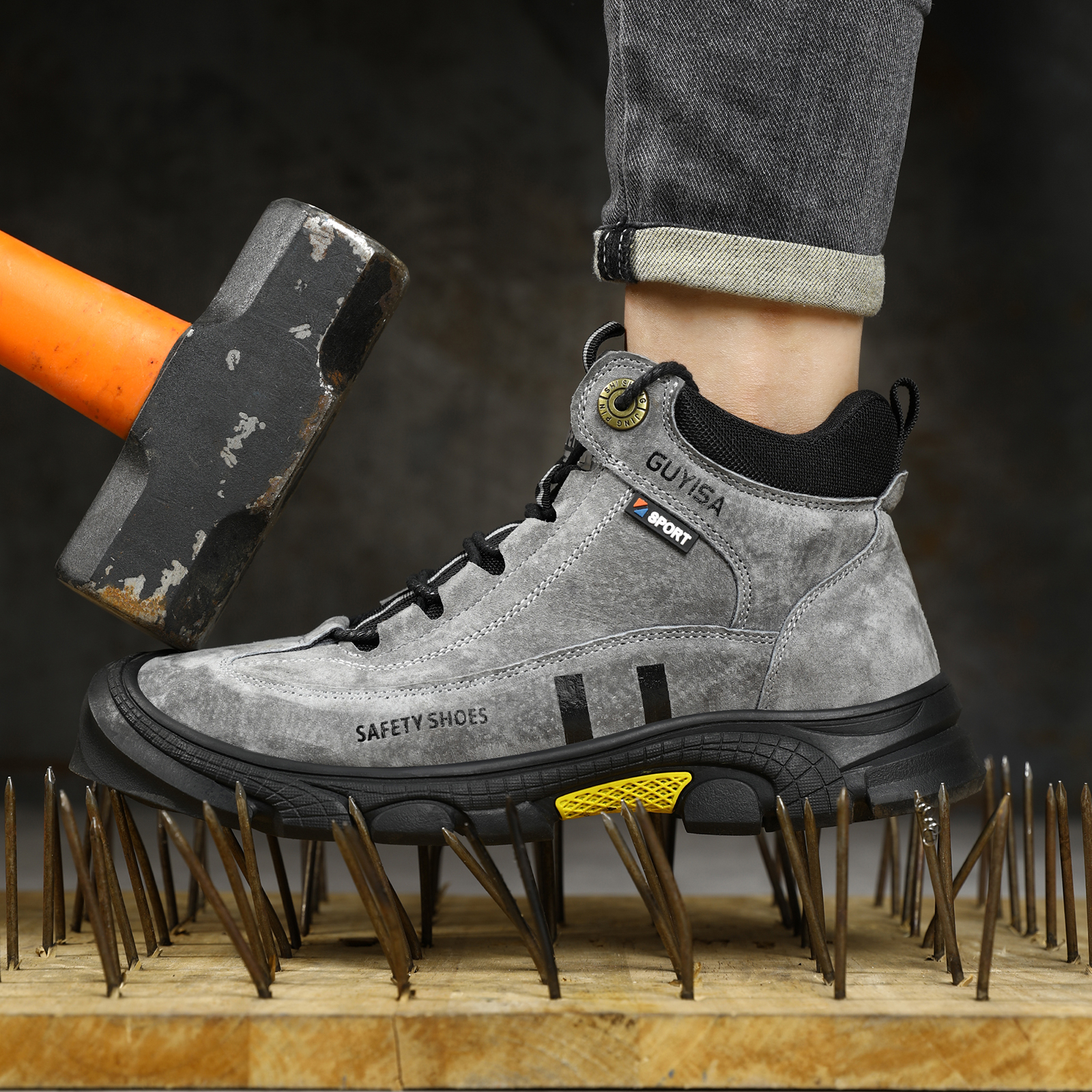 Men's work shoes with rubber s - Leather Work Fabric avis et prix