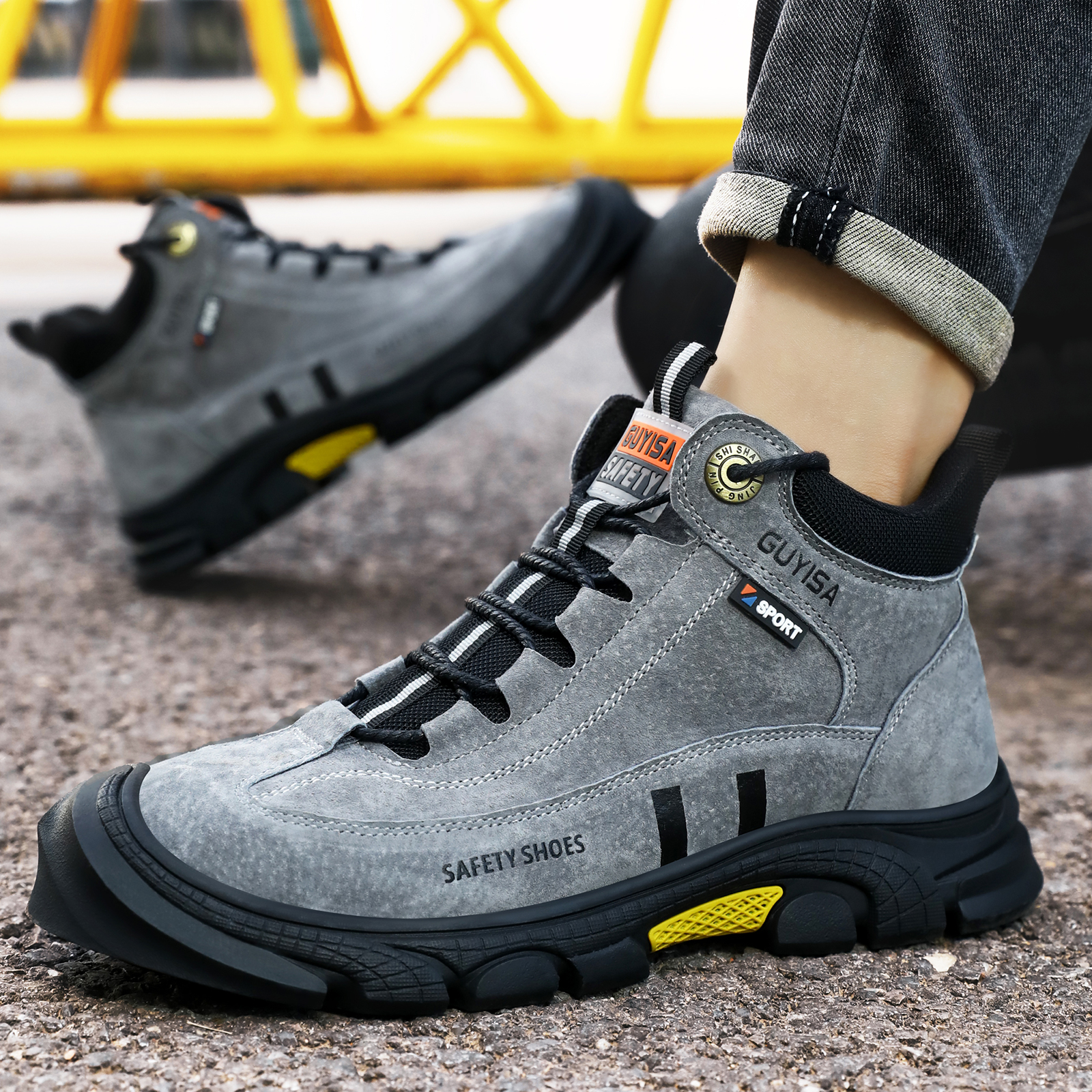 Men's work shoes with rubber s - Leather Work Fabric avis et prix