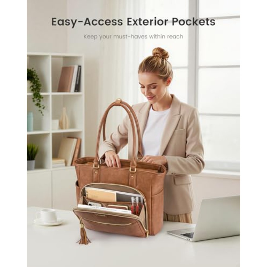 Laptop Tote Bag for Women With - Leather Work Bag avis et prix