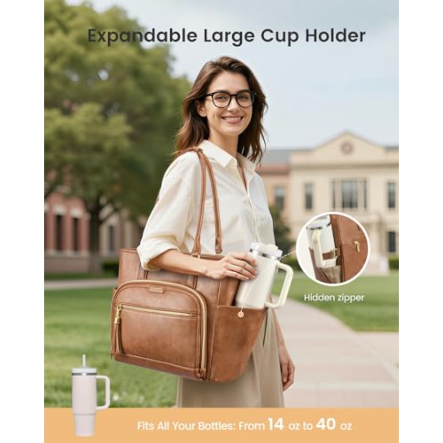 Laptop Tote Bag for Women With - Leather Work Bag avis et prix